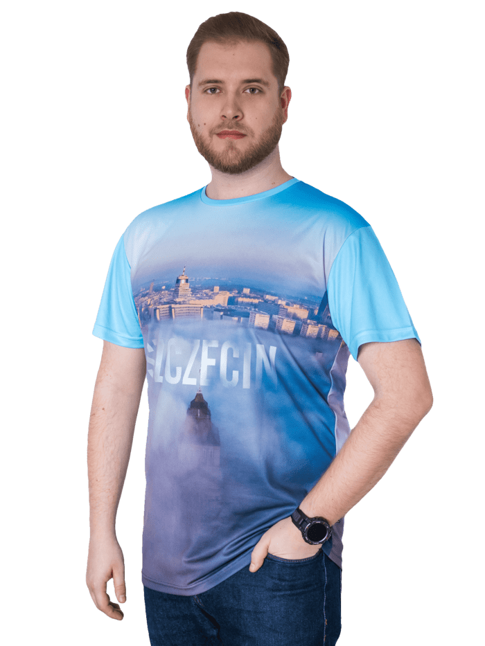 koszulka FULL PRINT z motywem Szczecina we mgle