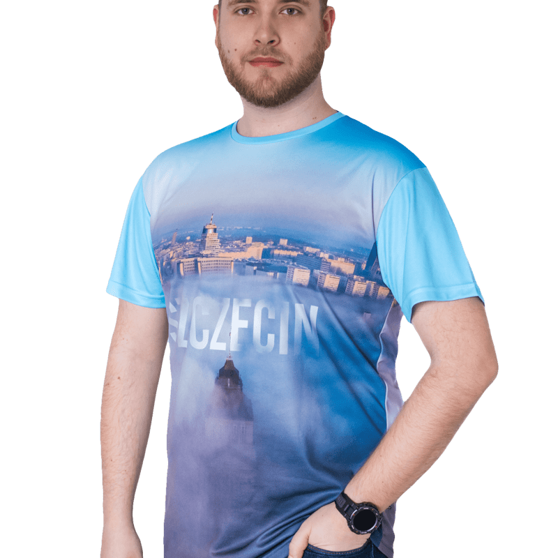 koszulka FULL PRINT z motywem Szczecina we mgle