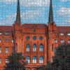 Wizualizacja puzzli szczecińskich przedstawiających Czerwony Ratusz.