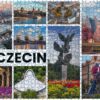 Wizualizacja puzzli szczecińskich przedstawiających kolaż z symbolami miasta Szczecin.