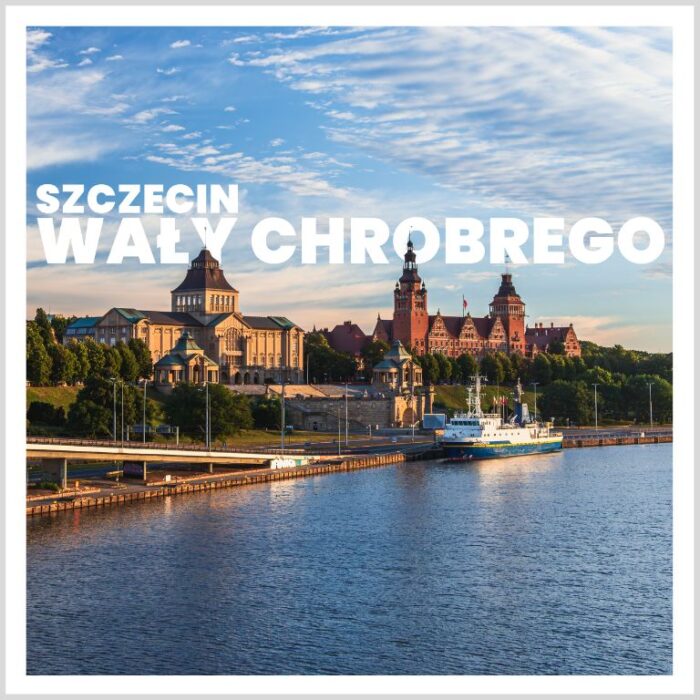 Ręcznie robiony magnes, nadruk fotograficzny, motyw Wałów Chrobrego w Szczecinie