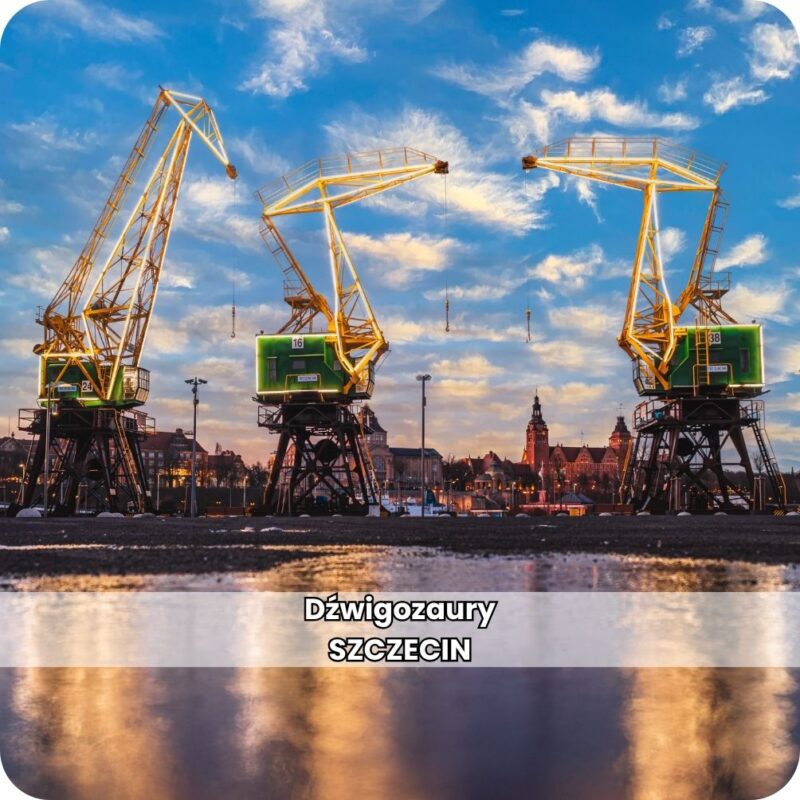 motywem Dźwigozaurów w Szczecinie.