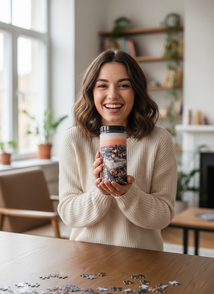 Puzzle w słoiku z motywem Zamku Książąt Pomorskich w Szczecinie