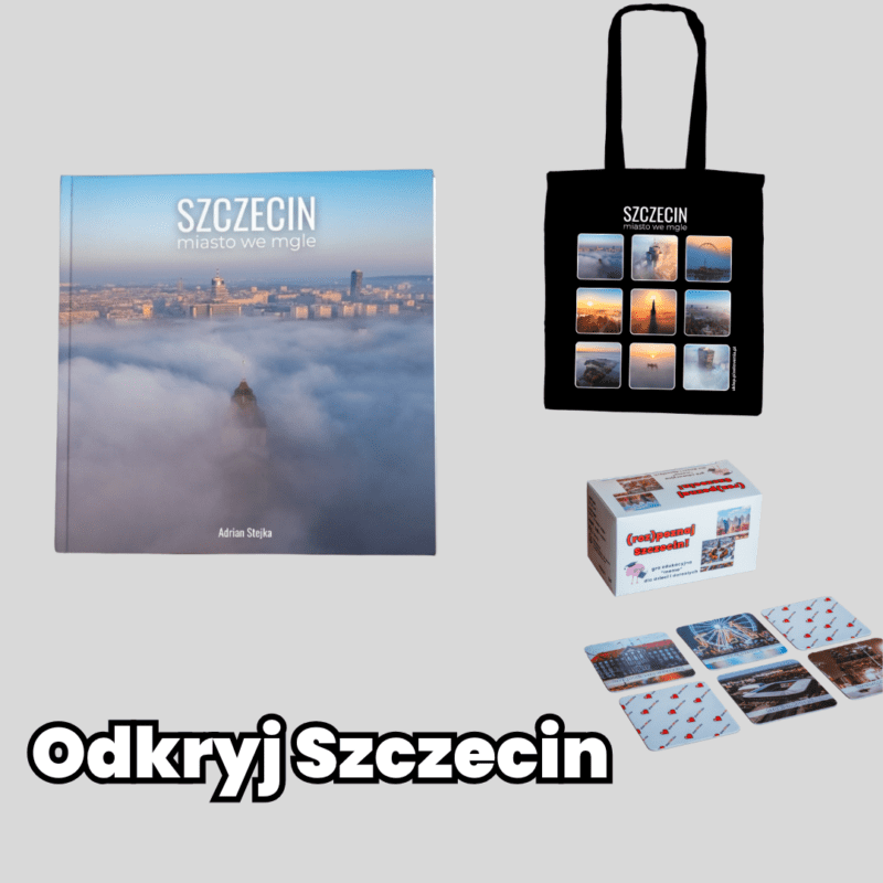 Zestaw kolekcjonerski „Odkryj Szczecin” – album + limitowana torba + limitowana gra edukacyjna memo