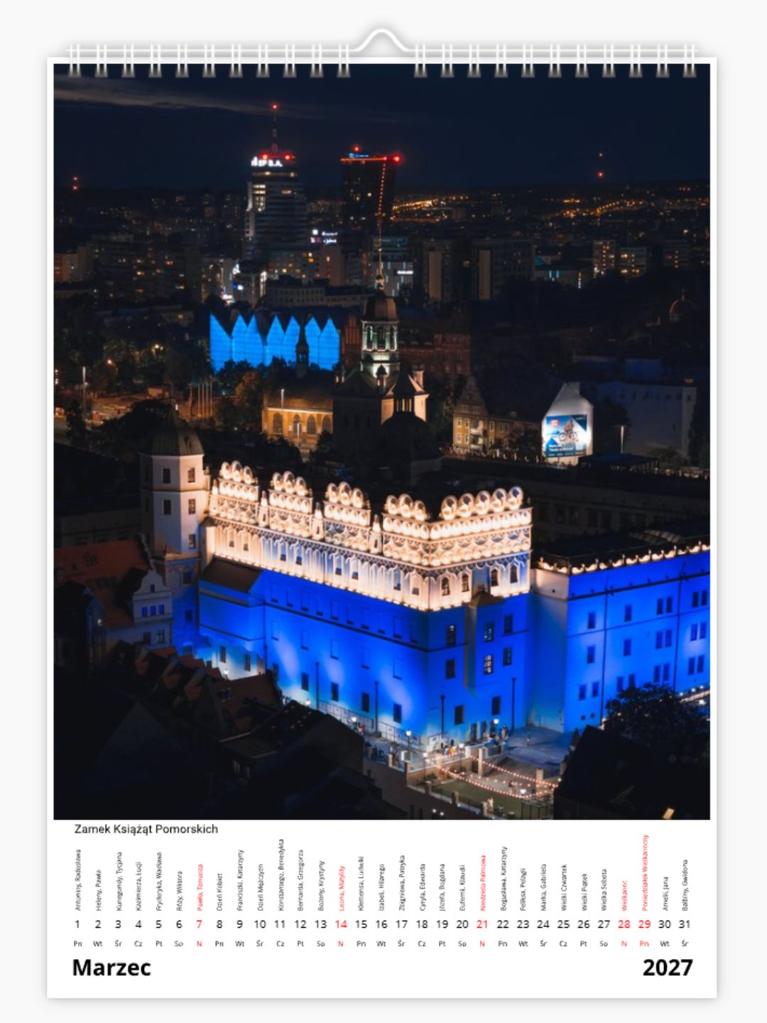 Kalendarz Szczecin 2027 A3 – autorska fotografia miasta i kalendarium