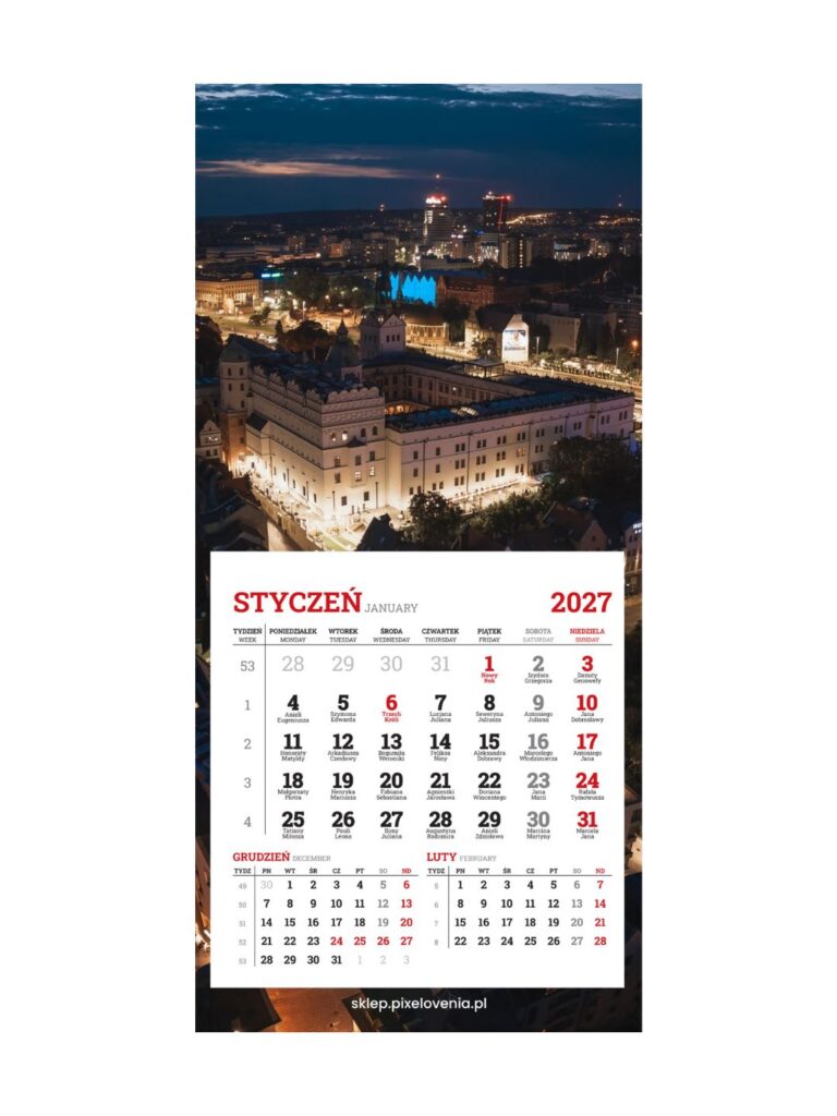 Mini kalendarz magnetyczny na lodówkę 2027 Szczecin
