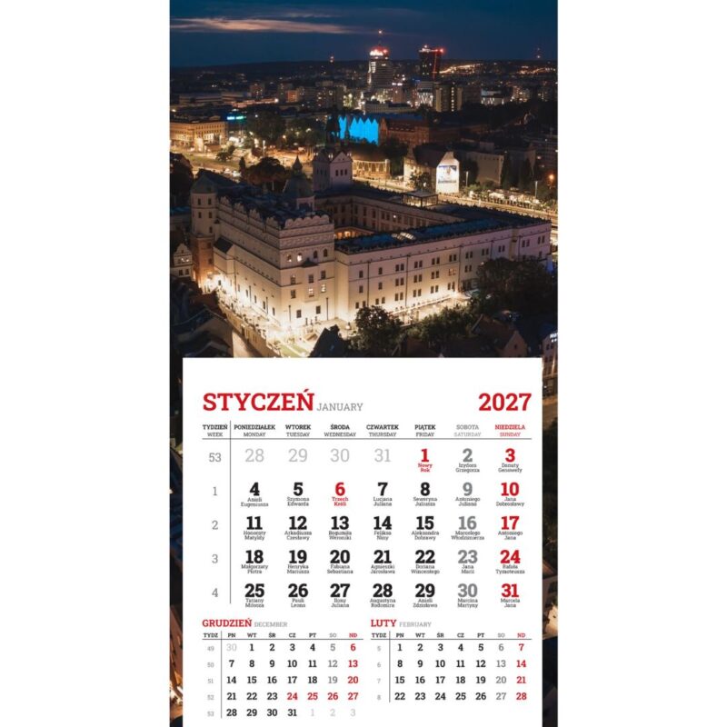 Mini kalendarz magnetyczny na lodówkę 2027 Szczecin